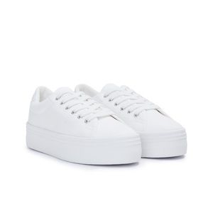 White Canvas Platform Sneaker